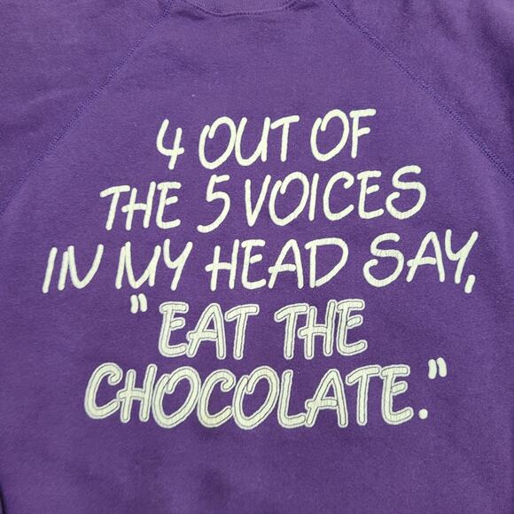 Vintage 80s Chocolate Sweatshirt Women Large 21x24 Baggy USA - Picture 13 of 14